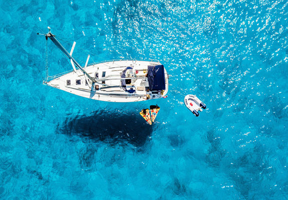 A boat in the middle of the sea