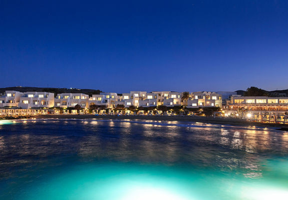 Knossos Beach hotel view from the sea at night