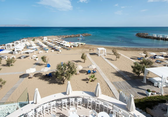 Knossos Beach Beach Bar view of the beach and the sea